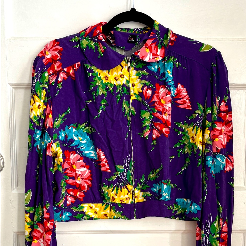 Trashy Diva Purple Floral Cropped Jacket